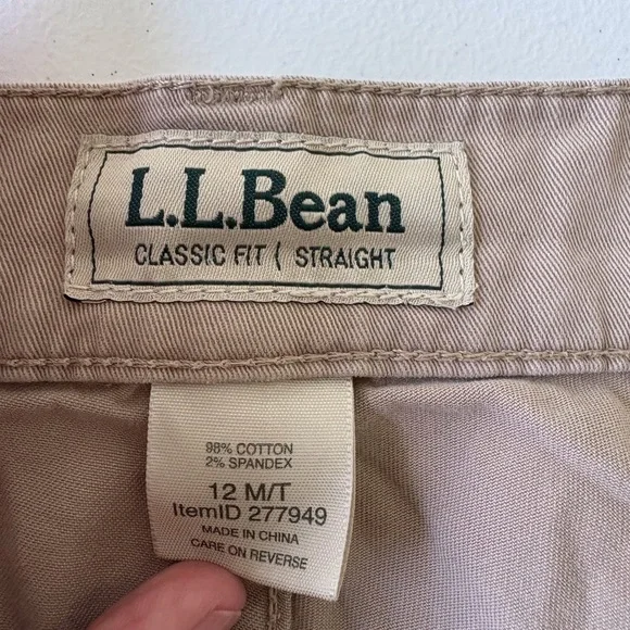 L‎ L Bean Classic Fit Straight Leg Tan Jeans Women Size 12 Casual School Stretch - Picture 2 of 12